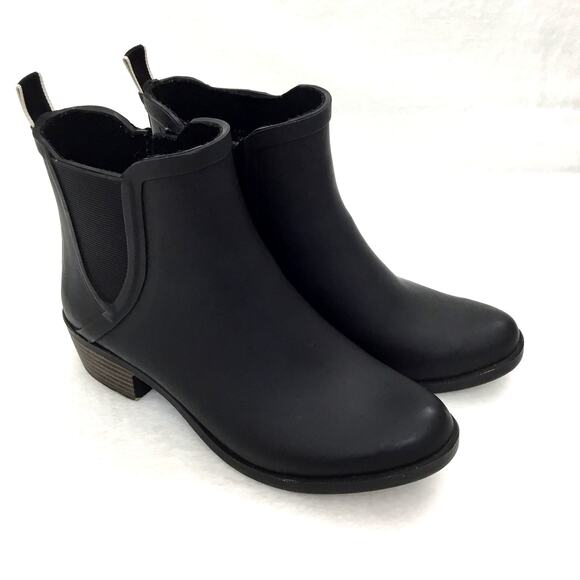 Lucky Brand Women's Black Rubber Rain Booties Sz 6 - Picture 2 of 8